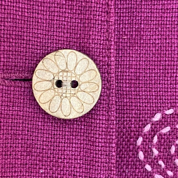 Coldwater Creek Embroidered Floral Linen-Blend Jacket M Colorblock Boho Artsy - Picture 5 of 9